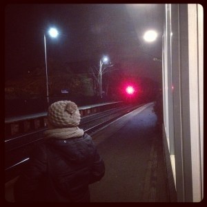 Stood on a very cold station platform waiting for Cameron's train to arrive to kick off our long weekend. #pudsey #excited