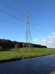 Pylon along Apperley Bridge Canal