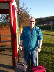 Waiting for the bus to take us to our first class train!