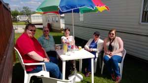 All the family at the caravan