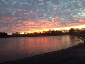 Red sky at Yeadon Tarn