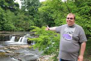 Cameron at Aysgarth Falls